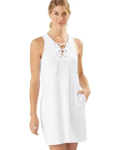 Tommy Bahama Swimwear|Swimsuits & Cover-Ups<Color-Block Lace-Up Spa Dress White