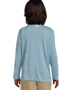 Clothing|Under Armour Kids Core Logo Twist Tech Long Sleeve (Little Kid) Blue Smoke