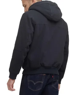 Levi's® Activewear<Cotton Canvas Hooded Utility Jacket with Sherpa Lining Navy
