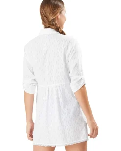 Women Tommy Bahama Cotton Clip Jacquard Boyfriend Shirt