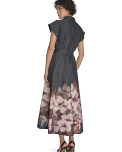 Calvin Klein Dresses|Dresses<Cotton Floral Border Midi Black Multi