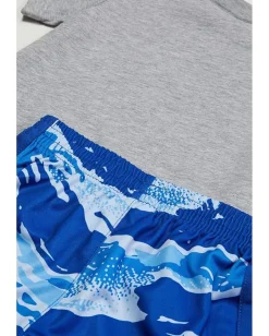 adidas Kids Clothing<Cotton Heather Tee & Aop Camo Short Set (Infant) Medium Grey Heather