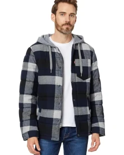 Activewear|Levi's® Cotton Plaid Quilted Puffer Navy/White
