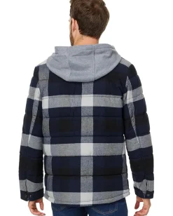 Activewear|Levi's® Cotton Plaid Quilted Puffer Navy/White