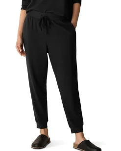 Eileen Fisher Cozy Brushed Terry Hug Ankle Track Pants Black Sale