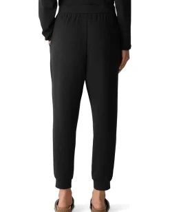 Eileen Fisher Cozy Brushed Terry Hug Ankle Track Pants Black Sale