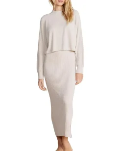 Barefoot Dreams CozyChic Ultra Lite® Cropped Mock Neck Bisque Clearance