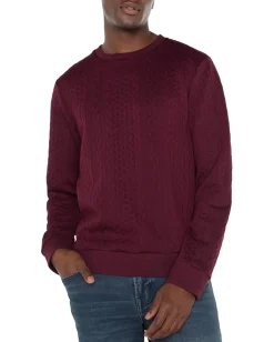 Activewear|T-Shirts|Liverpool Los Angeles Crew Neck Pullover Cable Jacquard Knit Burgundy