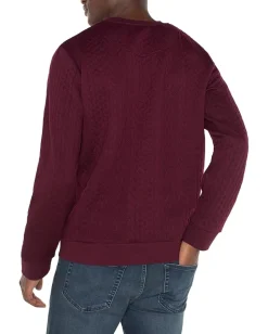 Activewear|T-Shirts|Liverpool Los Angeles Crew Neck Pullover Cable Jacquard Knit Burgundy