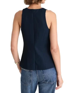 Madewell Crewneck Cutaway Vest - Tencel Twill Midnight Navy Sale