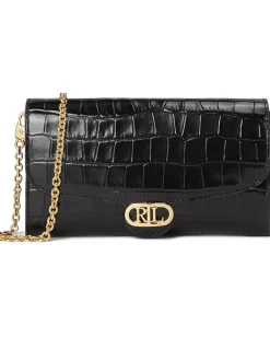 Lauren Ralph Lauren Croc-Embossed Medium Adair Crossbody Black Outlet