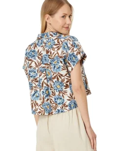 Women Madewell Crop Dolman Shirt in Floral 100% Linen