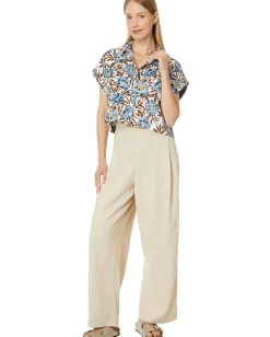 Women Madewell Crop Dolman Shirt in Floral 100% Linen