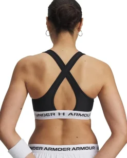 Under Armour Crossback Mid Impact Bra Black/White/Black Online