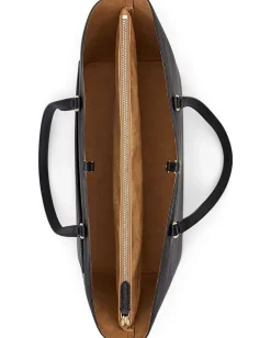 Handbags|Totes|Lauren Ralph Lauren Crosshatch Leather Large Karly Tote Black