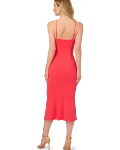 Adrianna Papell 3d Flower Halter Midi Dress Beach Rose Clearance