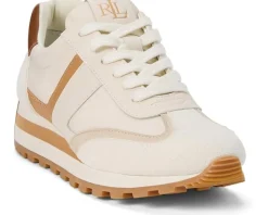 Lauren Ralph Lauren Dani Suede & Leather Sneakers Soft white/Clubhouse Cream/Explorer Sand/Buff/Deep Saddle Tan Sale