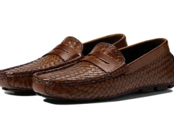 Johnston & Murphy Collection Loafers|Loafers<Dayton Woven Penny Brown Italian Calfskin