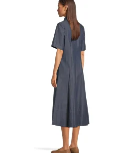 Vince Dresses|Dresses<Denim Short Sleeve Shirt Dress Deep Indigo