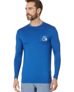 Quiksilver DNA Bubble Logo Long Sleeve Surf Tee Rashguard Monaco Blue Hot