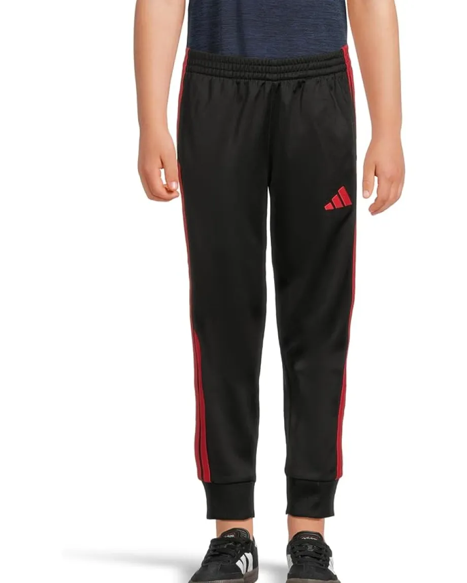 Clothing|adidas Kids Elastic Waistband 3-Stripe Tricot Jogger (Toddler/Little Kid) Black/Red