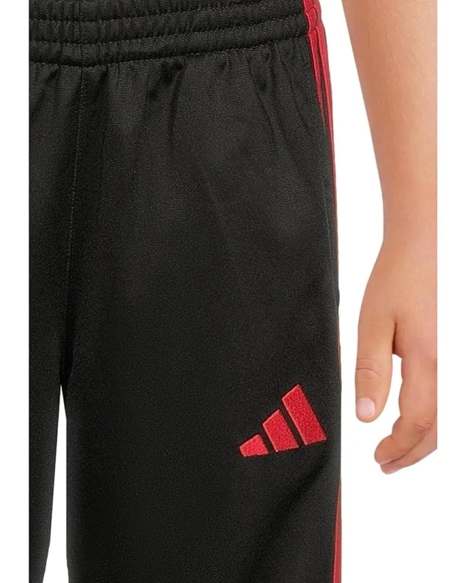 Clothing|adidas Kids Elastic Waistband 3-Stripe Tricot Jogger (Toddler/Little Kid) Black/Red