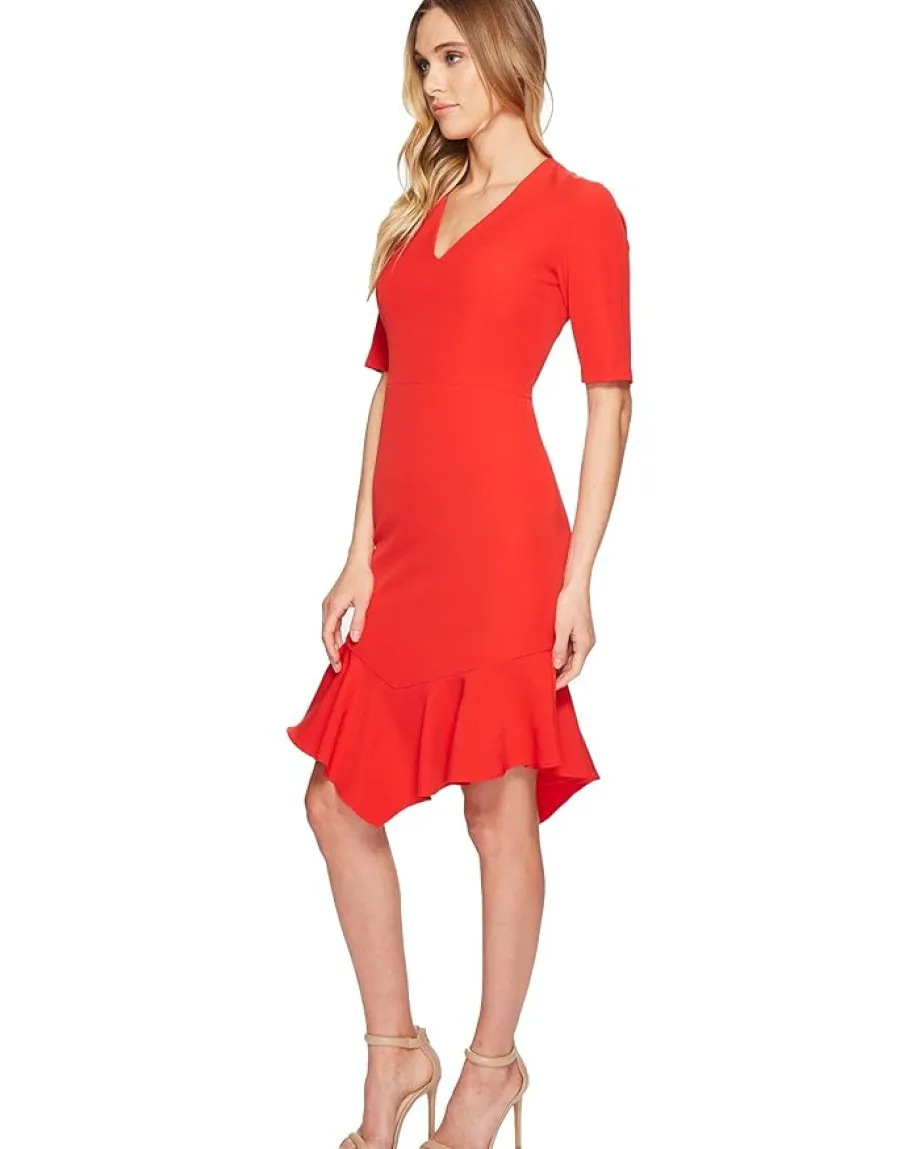 Women Maggy London Elbow Sleeve Ruffle Flounce Dress