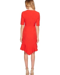 Women Maggy London Elbow Sleeve Ruffle Flounce Dress