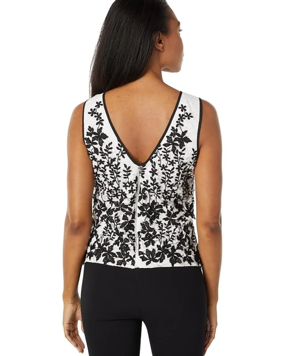 BCBGMAXAZRIA Shirts & Tops|Shirts & Tops<Embroidered Lace Top Off-White Combo