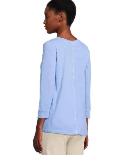 Elliott Lauren Enzyme Wash Jersey - V neck -3/4 Sleeve Tee Denim Best