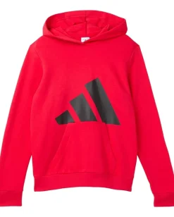 Activewear|adidas Kids Essential Big Logo Fleece Hooded Pullover (Big Kid) Pure Ruby