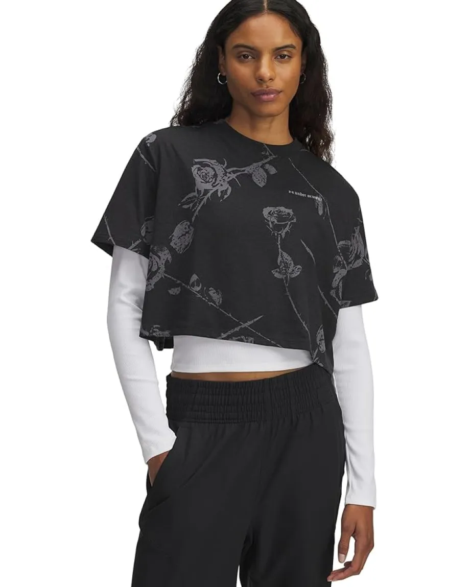 Under Armour Activewear|Shirts & Tops<Etched Roses Short Sleeve T-Shirt Black/White
