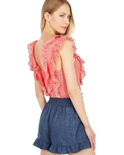 BCBGMAXAZRIA Shirts & Tops|Shirts & Tops<Eyelet Ruffle Top Pink Grapefruit