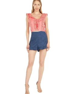 BCBGMAXAZRIA Shirts & Tops|Shirts & Tops<Eyelet Ruffle Top Pink Grapefruit