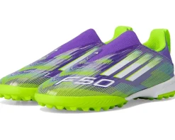 adidas Kids Shoes<F50 League Laceless Turf Cleats (Little Kid/Big Kid) Purple Rush/White/Lucid Lemon