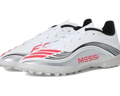 adidas Kids F50 Messi League Turf Cleats (Little Kid/Big Kid) White/Lucid Red/Silver Metallic Clearance
