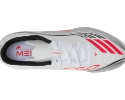 adidas Kids F50 Messi League Turf Cleats (Little Kid/Big Kid) White/Lucid Red/Silver Metallic Clearance