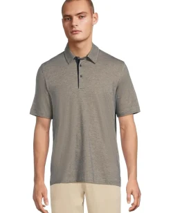 Johnston & Murphy Activewear<Fine Stripe Polo Tan/Navy