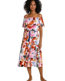 La Blanca Floral Rhythm Off-the-Shoulder Dress Multi Outlet