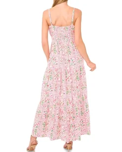 CeCe Dresses|Dresses<Floral Spaghetti Strap Tiered Midi Dress New Ivory