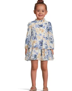 Janie and Jack Clothing<Floral Tier Dress (Infant) Blue