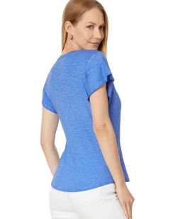 NIC+ZOE Shirts & Tops|Shirts & Tops<Flutter Short Sleeve Tee Ultramarine