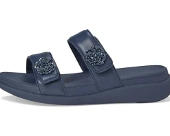 Women FitFlop F-Mode Go Beadie-Button Adj. Flatform 2-Bar Slides