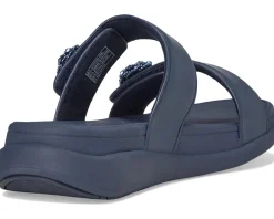 Women FitFlop F-Mode Go Beadie-Button Adj. Flatform 2-Bar Slides