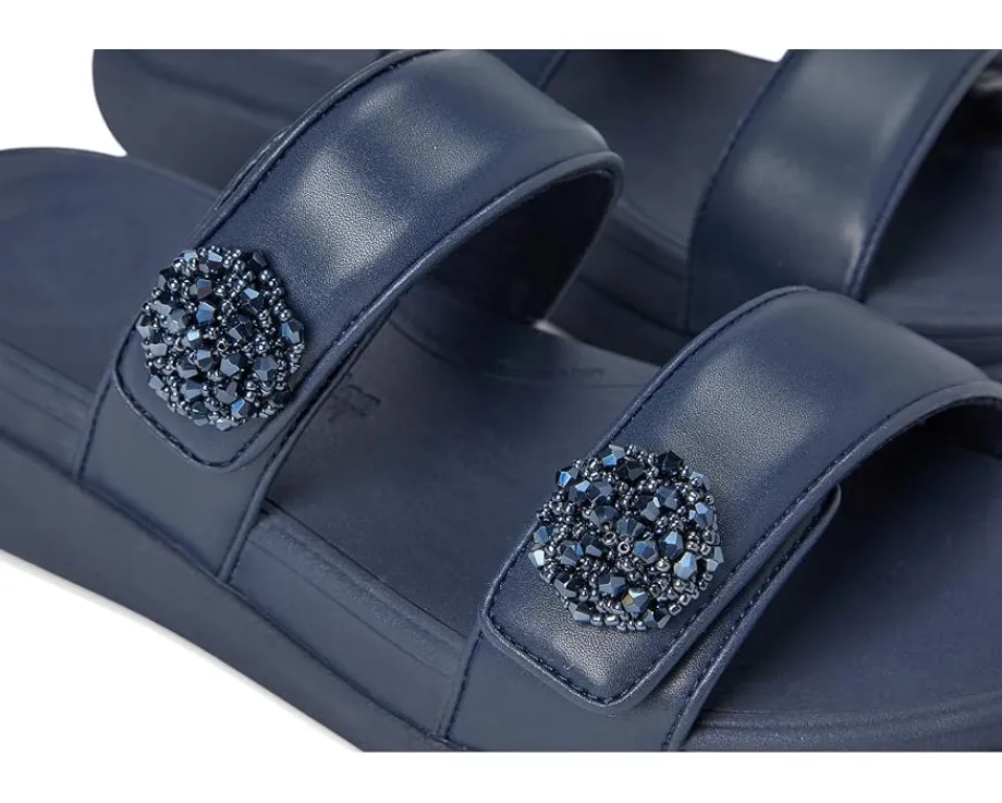 Women FitFlop F-Mode Go Beadie-Button Adj. Flatform 2-Bar Slides