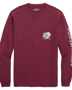 Activewear|T-Shirts|Vineyard Vines Football Turkey Whale Ls Tee Crimson