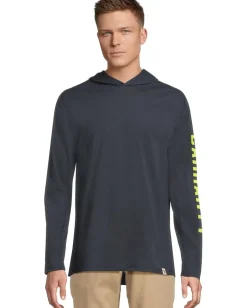 Carhartt Activewear|T-Shirts<Force Relaxed Fit Midweight Long Sleeve Logo Graphic Hooded T-Shirt Navy