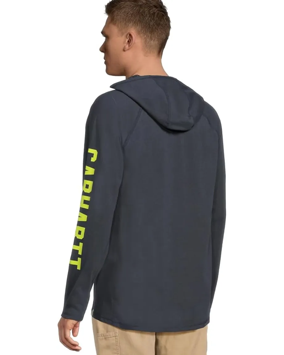 Carhartt Activewear|T-Shirts<Force Relaxed Fit Midweight Long Sleeve Logo Graphic Hooded T-Shirt Navy