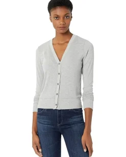 LAmade Franca 2x1 Modal Stretch Rib Button Front Cardigan Heather Grey Outlet
