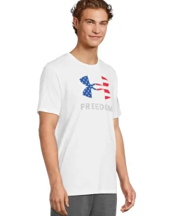 Activewear|T-Shirts|Under Armour Freedom Logo T-Shirt White/Steel